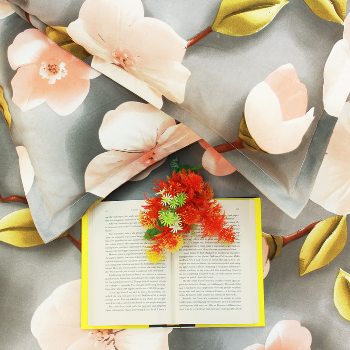 Floral 7D Digital Printed Fitted Bedsheet with Pillow Covers - Multicolor