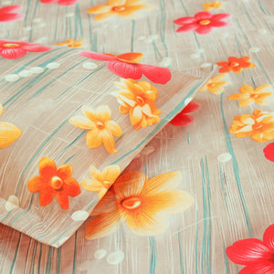 Close Up View Floral 7D Digital Printed Fitted Bedsheet with Pillow Covers - Multicolor