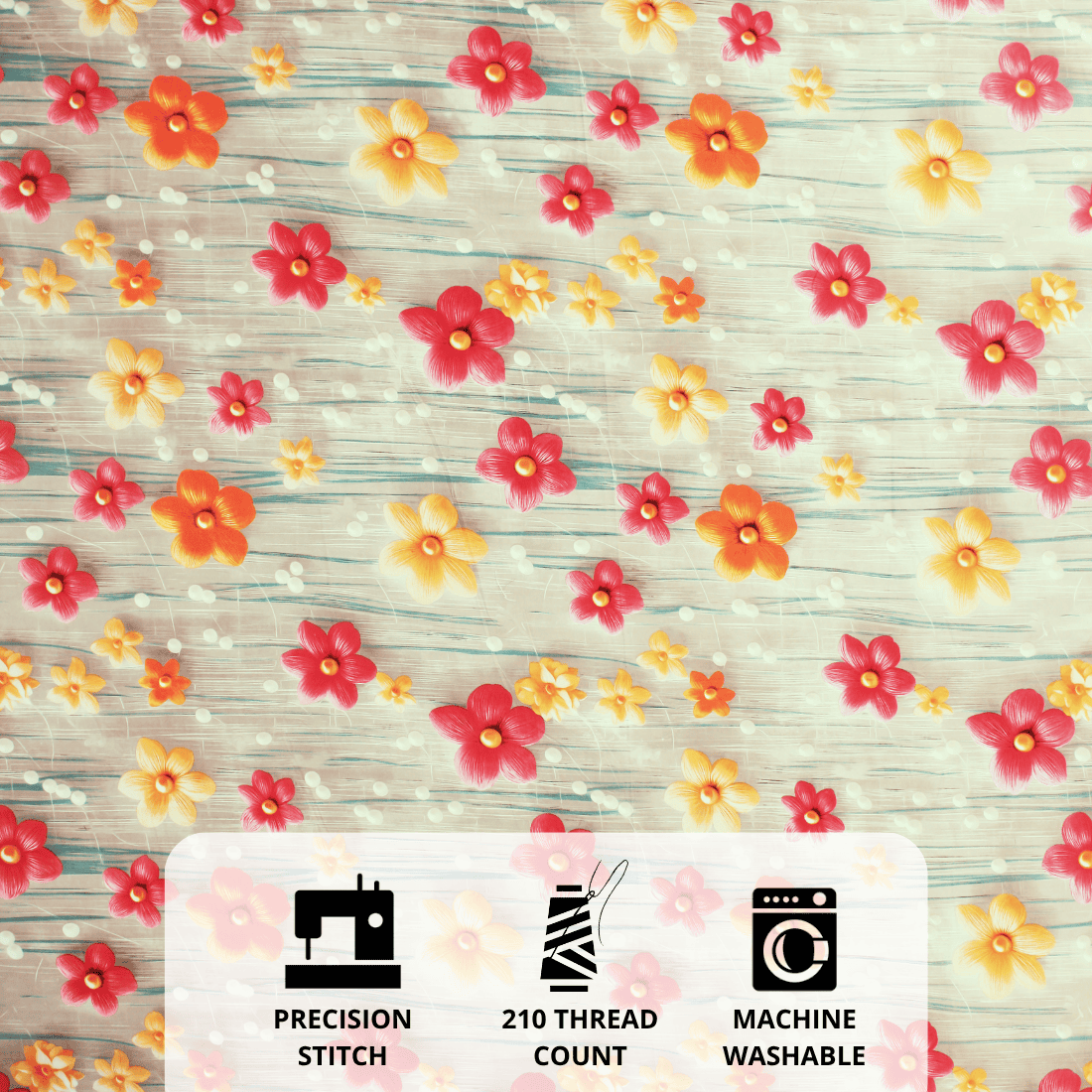 Full View Floral 7D Digital Printed Fitted Bedsheet  Design 
