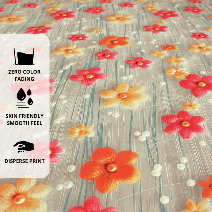 Close Up Full View Floral 7D Digital Printed Fitted Bedsheet  Design 