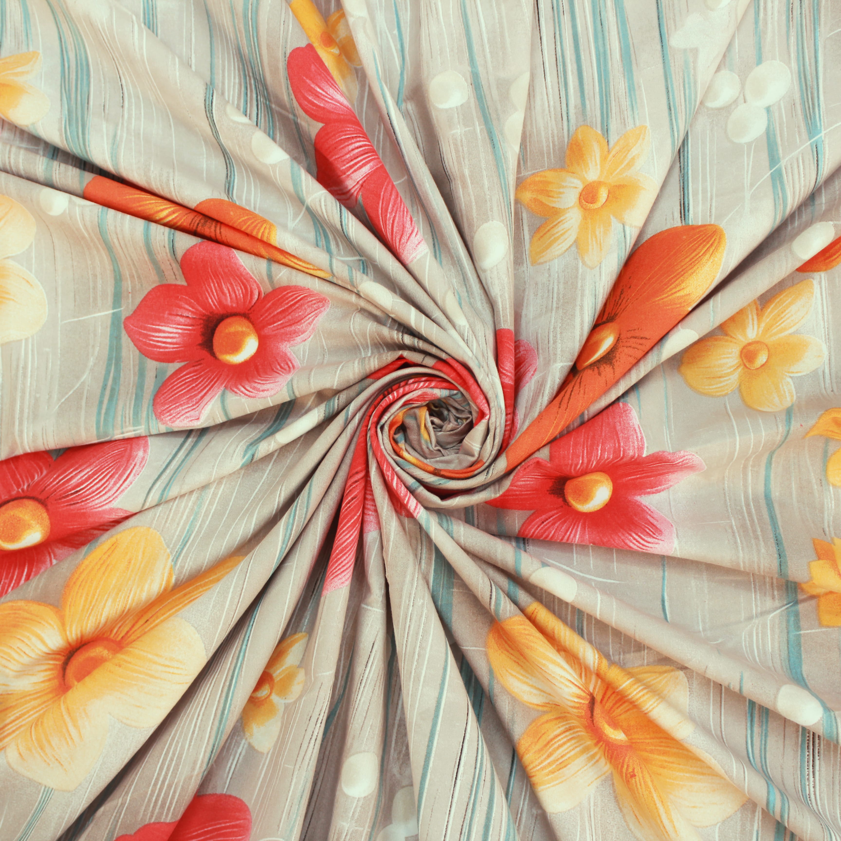 Floral 7D Digital Printed Fitted Bedsheet  