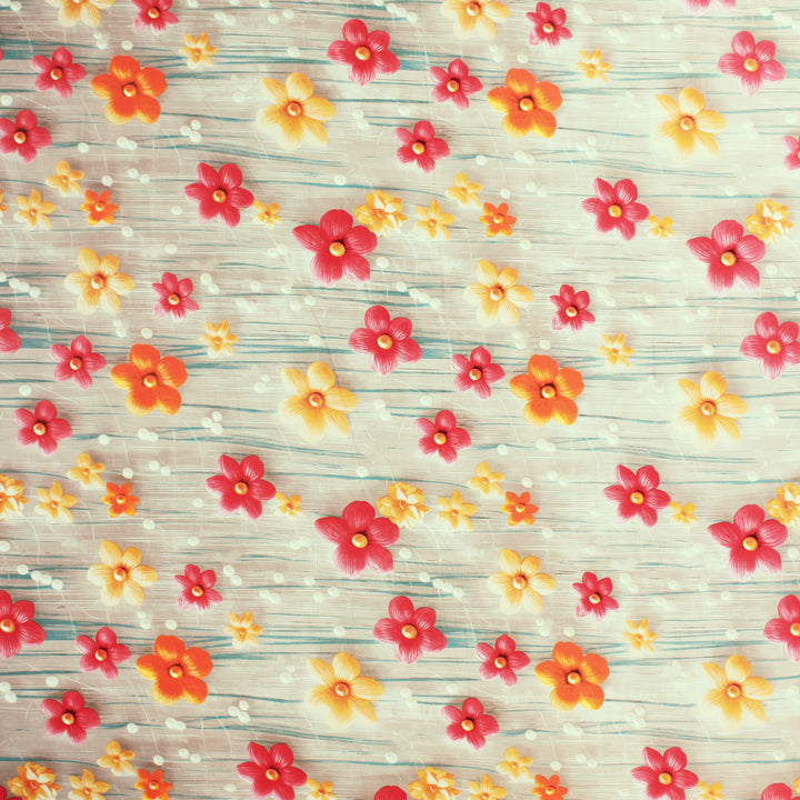 Full View Floral 7D Digital Printed Fitted Bedsheet  Design 