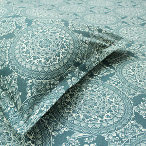 Close-up Printed Cotton Flare 144 TC Bedsheet with Pillow Covers - Blue