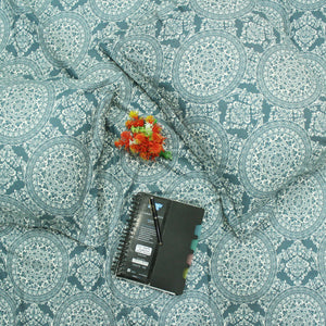 Printed Cotton Flare 144 TC Bedsheet with Pillow Covers - Blue