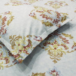 Close-up Printed Cotton Flare 144 TC Bedsheet with Pillow Covers - Blue
