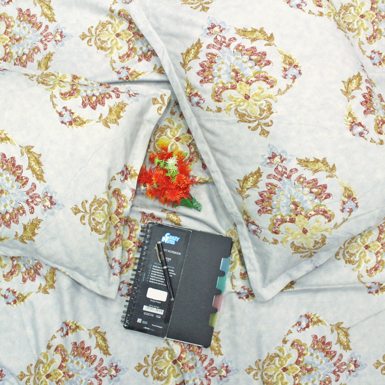 Printed Cotton Flare 144 TC Bedsheet with Pillow Covers - Blue