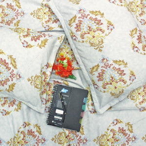 Printed Cotton Flare 144 TC Bedsheet with Pillow Covers - Blue