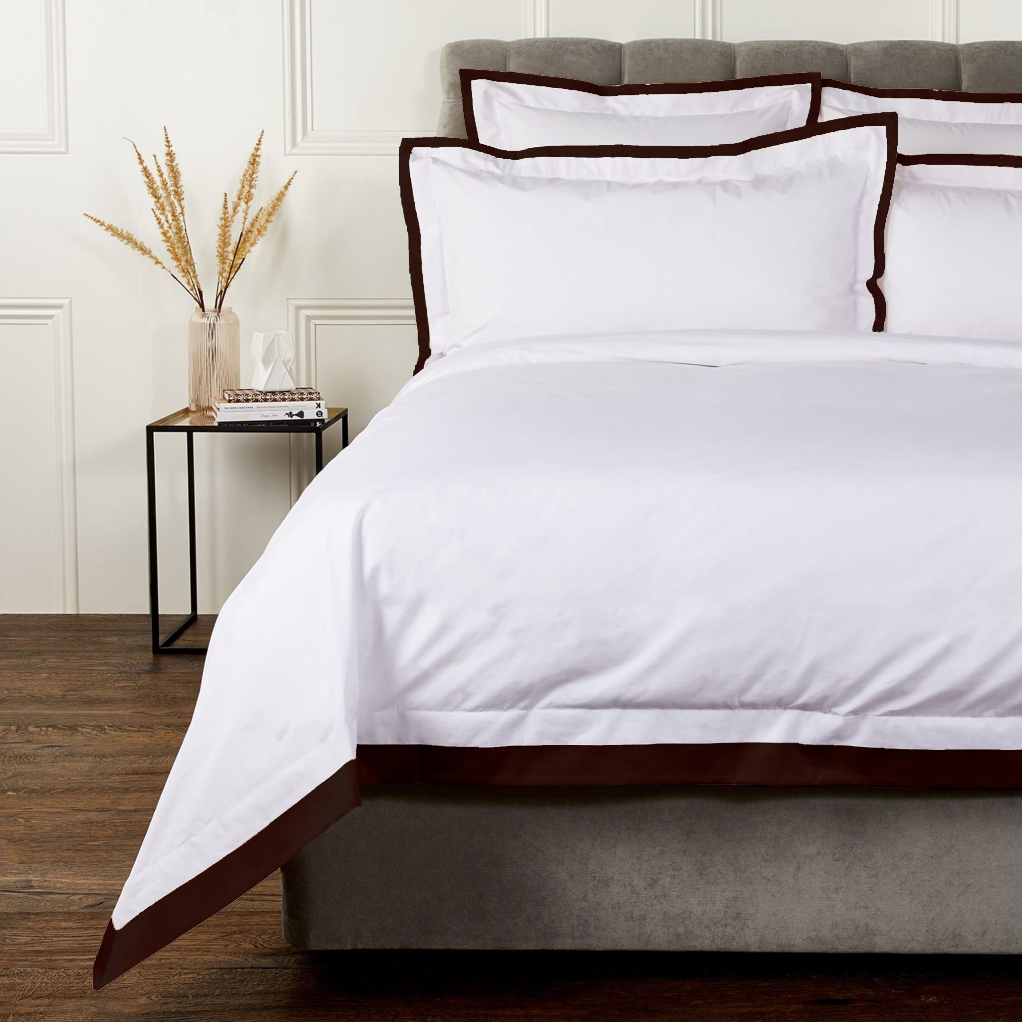 DIVINE 210 TC Cotton Dohar - White/Coffee Brown