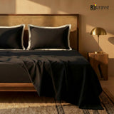 Black Haven 400 TC Cotton Satin Bedsheet with Pillow Covers - Cream