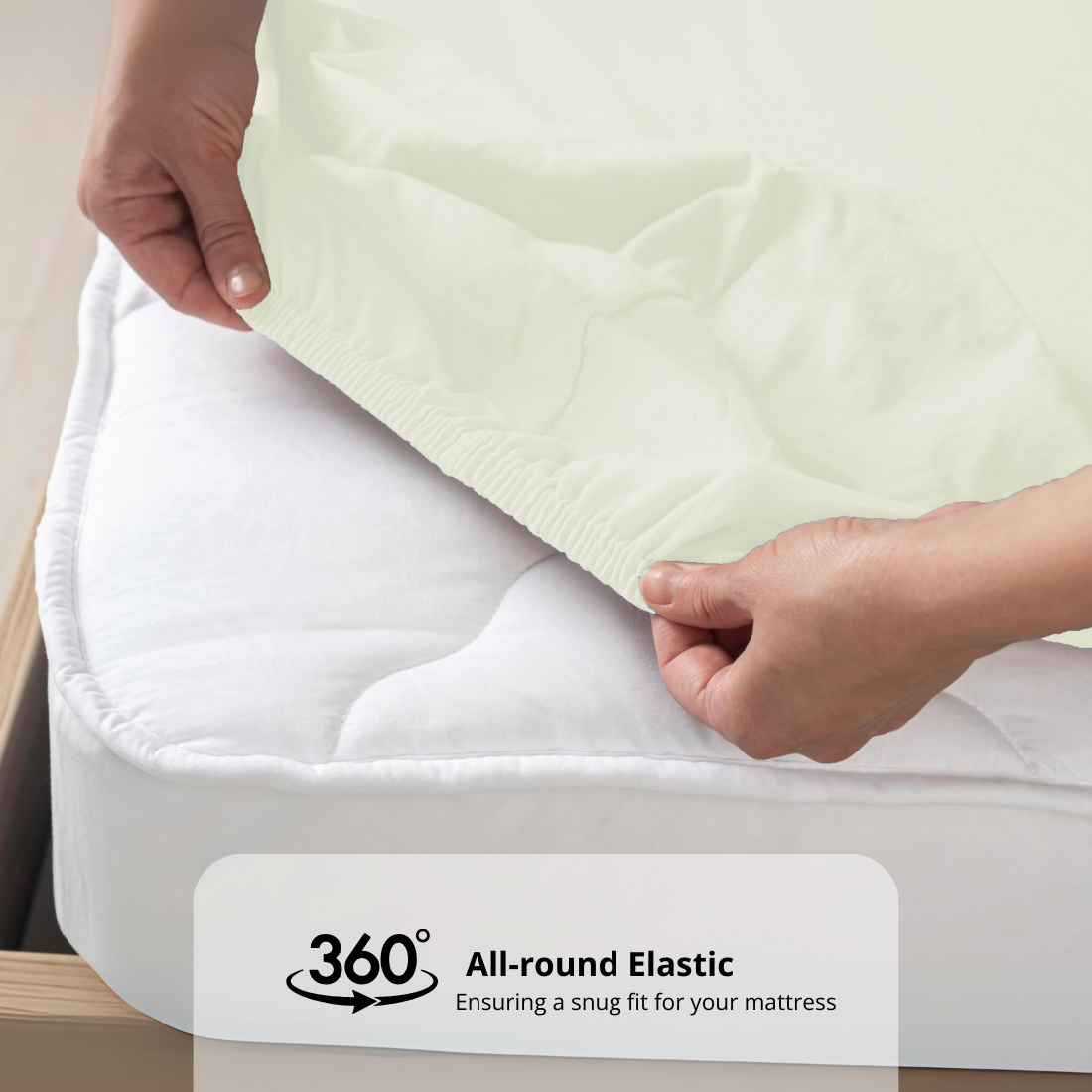 Plain Cotton Satin 400 TC Fitted Bedsheet 