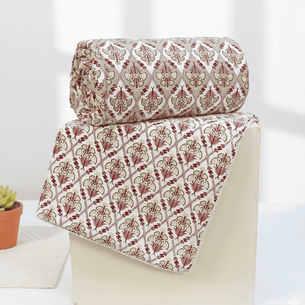 IRIS Designer Border Cotton Reversible Dohar, Magenta