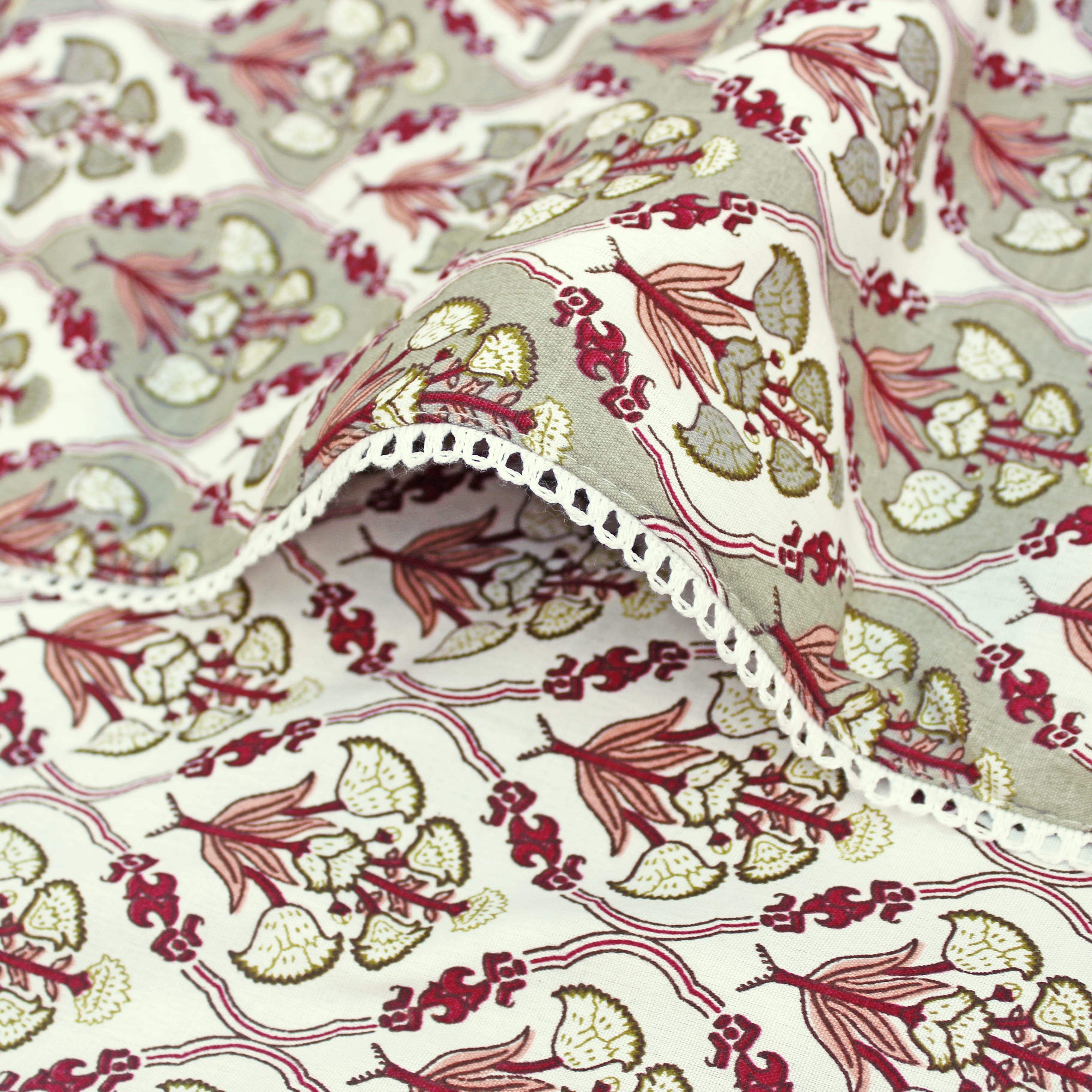 IRIS Designer Border Cotton Reversible Dohar, Magenta
