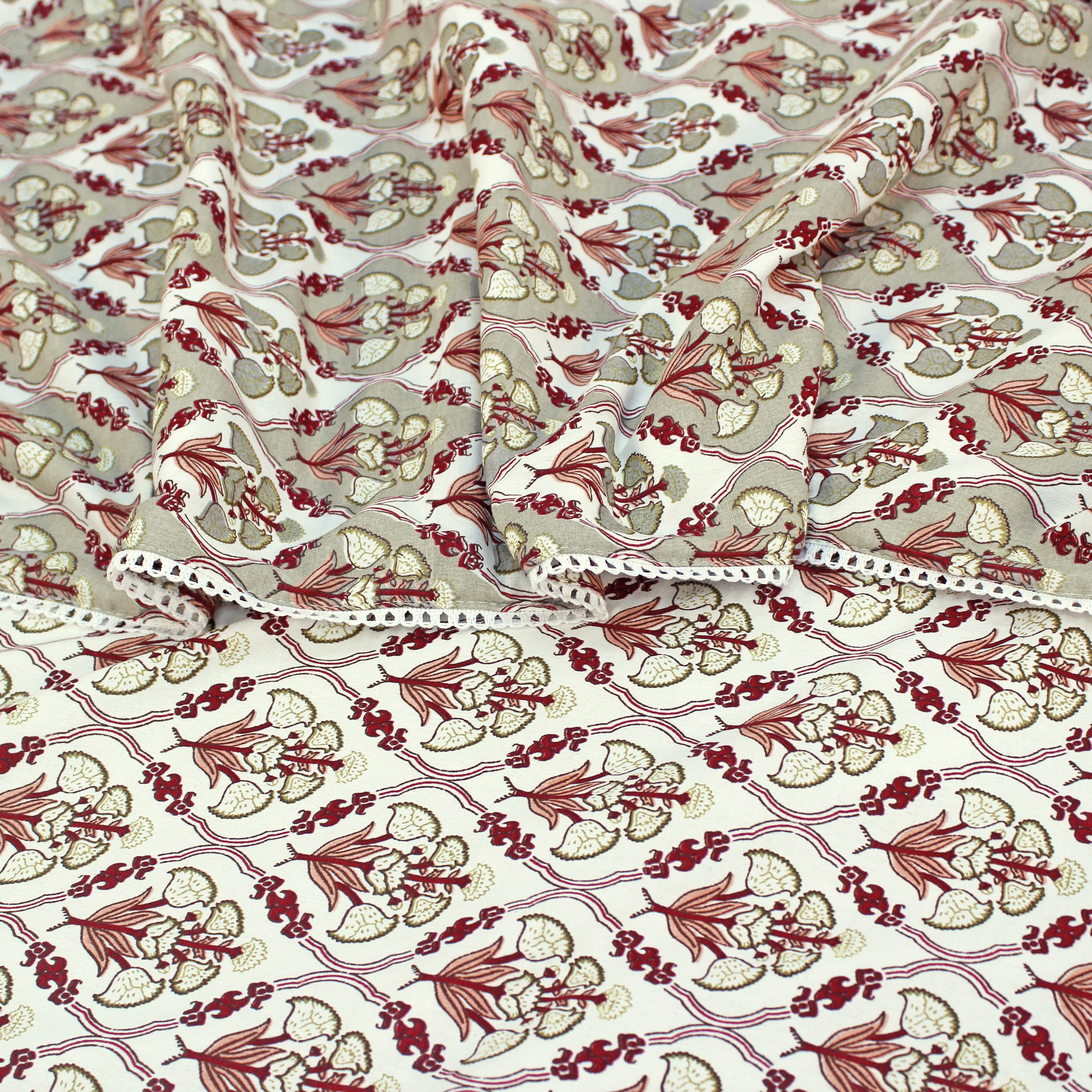 IRIS Designer Border Cotton Reversible Dohar, Magenta Design 