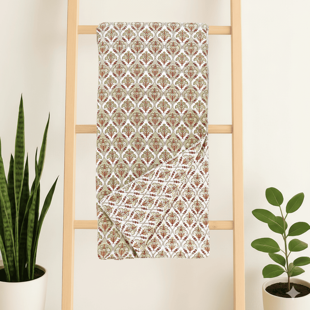 IRIS Designer Border Cotton Reversible Dohar, Magenta