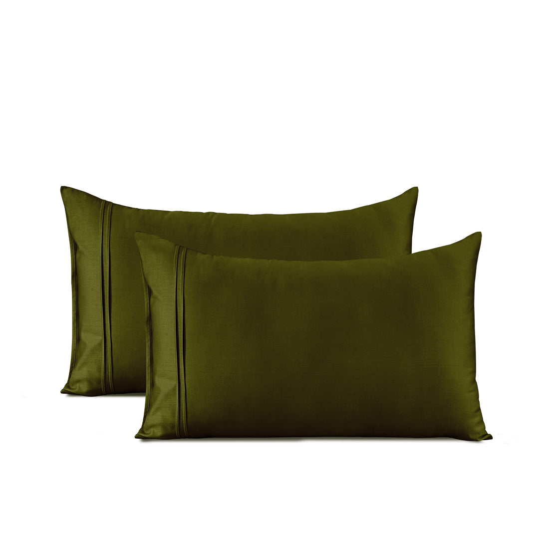 Cotton Satin 400 TC Designer Pillow Covers, Army Green