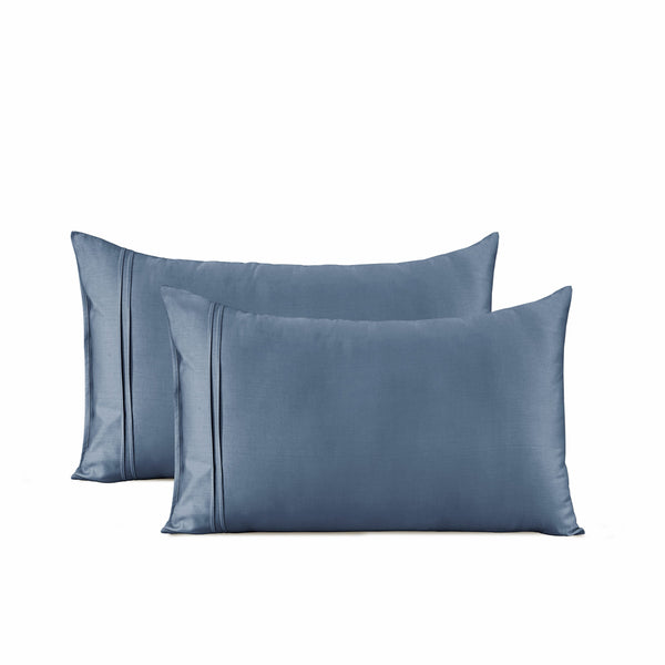 Cotton Satin 400 TC Designer Pillow Covers, Light Blue