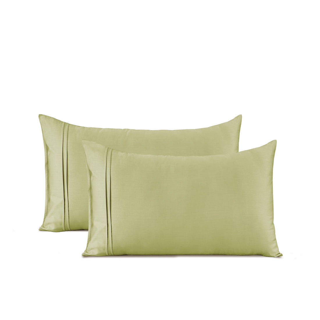 Cotton Satin 400 TC Designer Pillow Covers, Light Green