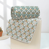 IRIS Designer Border Cotton Reversible Dohar, Aqua
