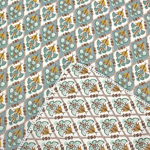 IRIS Designer Border Cotton Reversible Dohar, Aqua