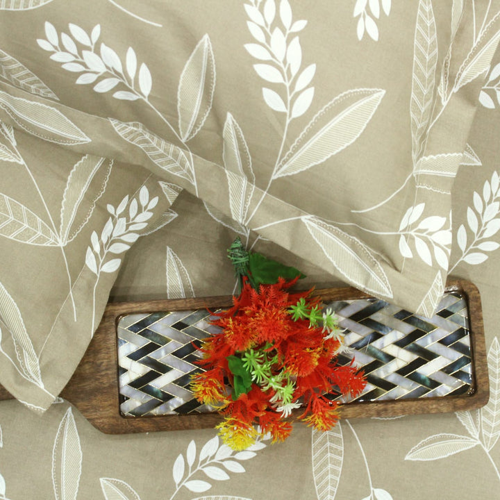 Full view Printed Floral Cotton 250 TC Bedsheet with Pillow Covers - Brown