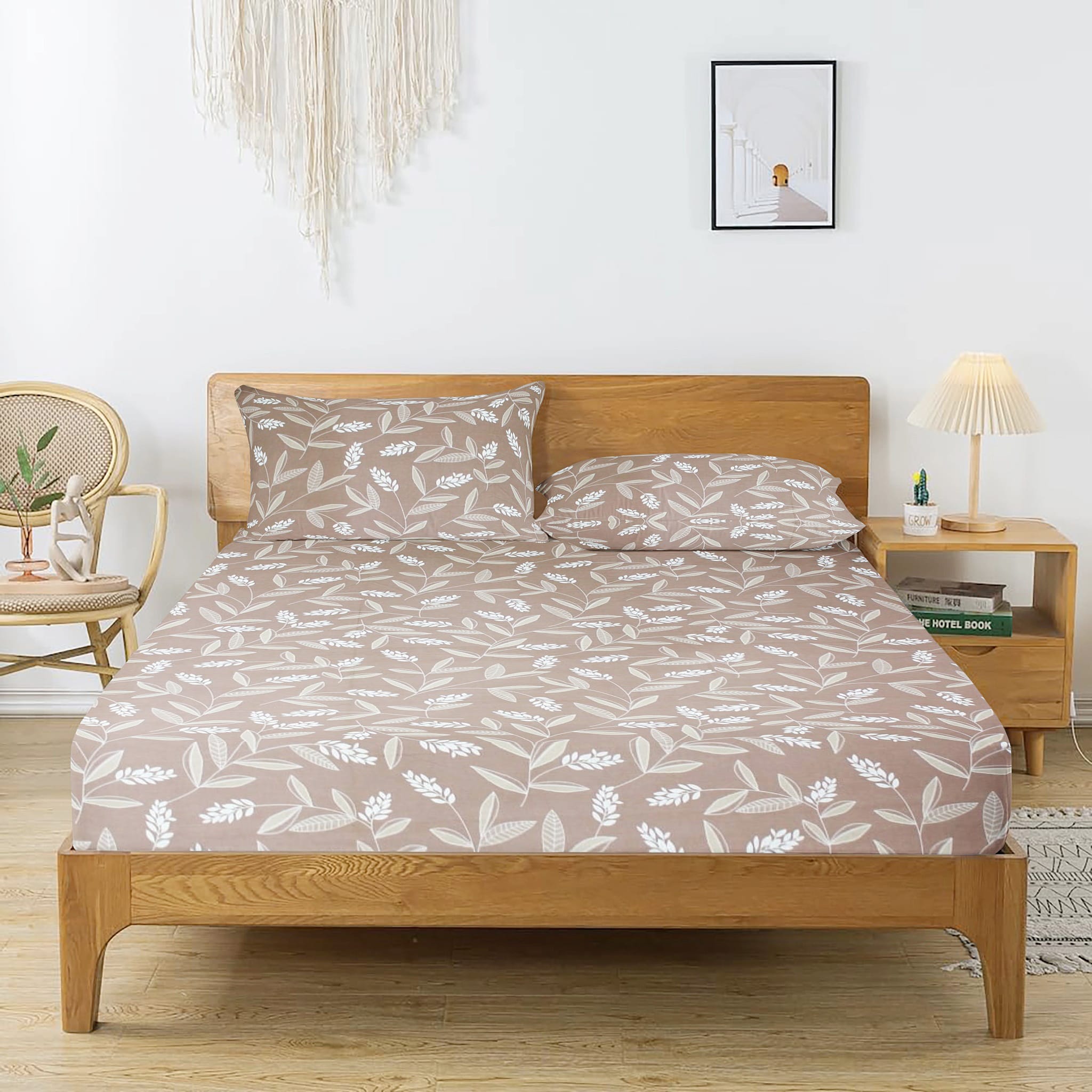 Printed Floral Cotton 250 TC Bedsheet with Pillow Covers - Purple