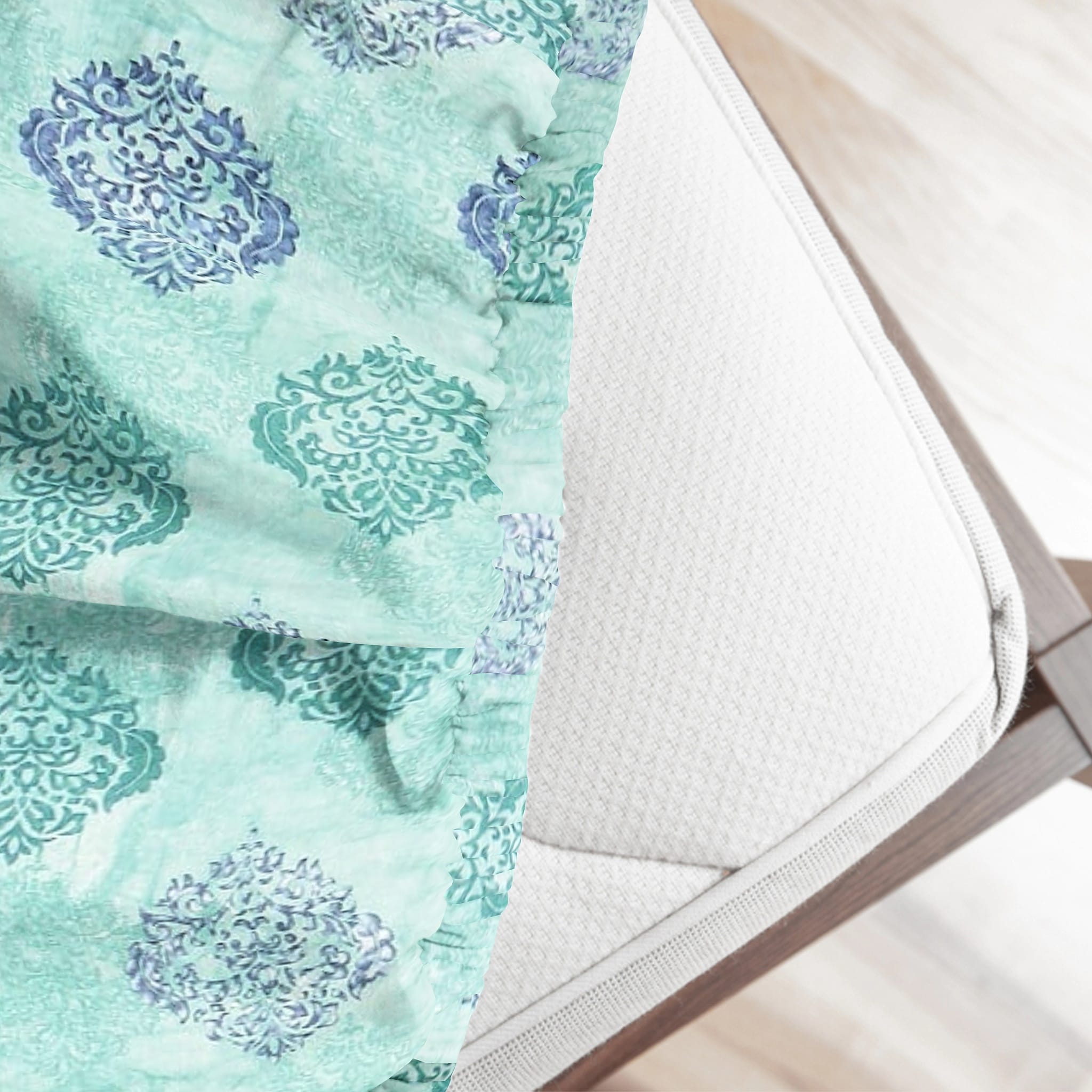 Printed Damask Cotton 250 TC Fitted Bedsheet 