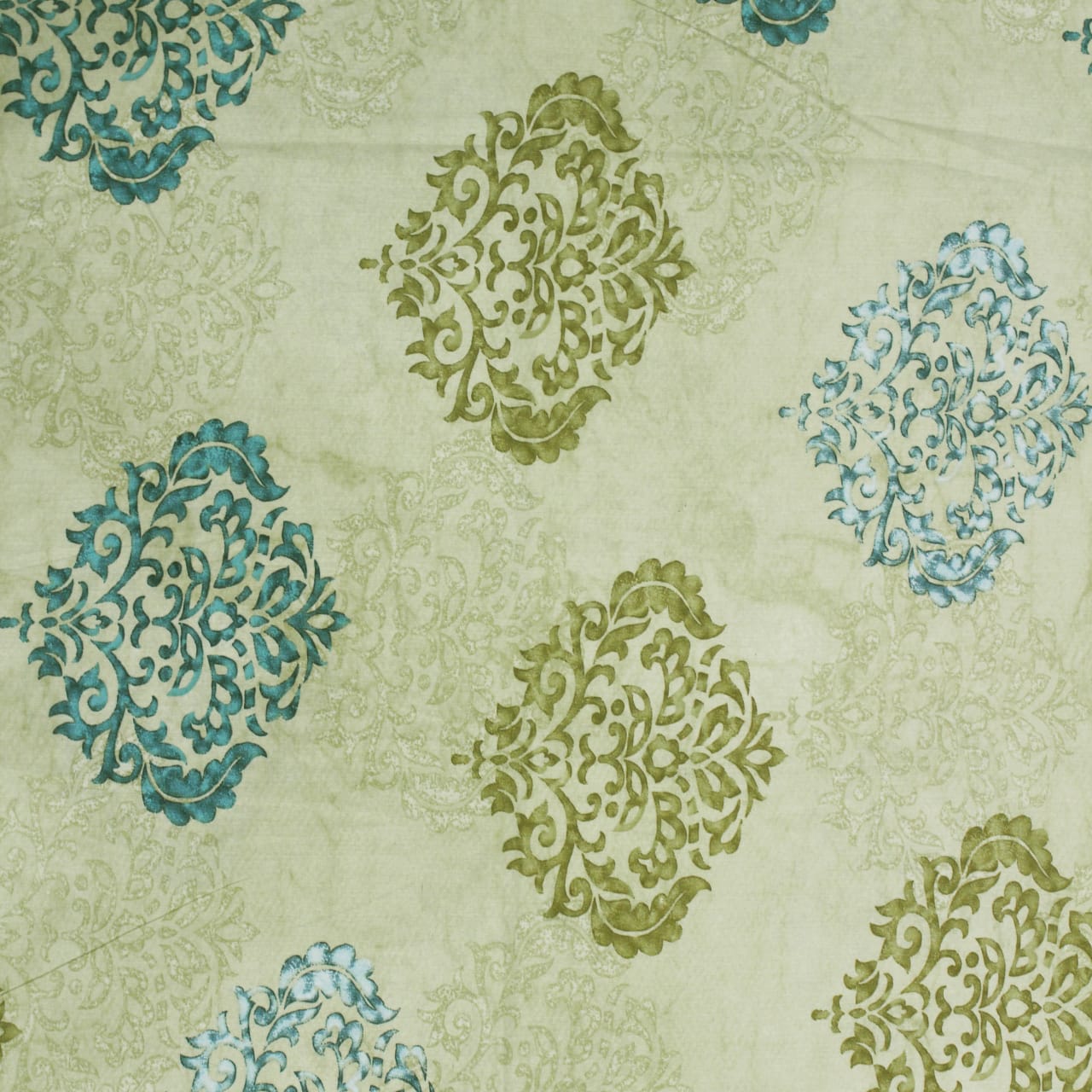 Full view Printed Damask Cotton 250 TC Fitted Bedsheet  Design 