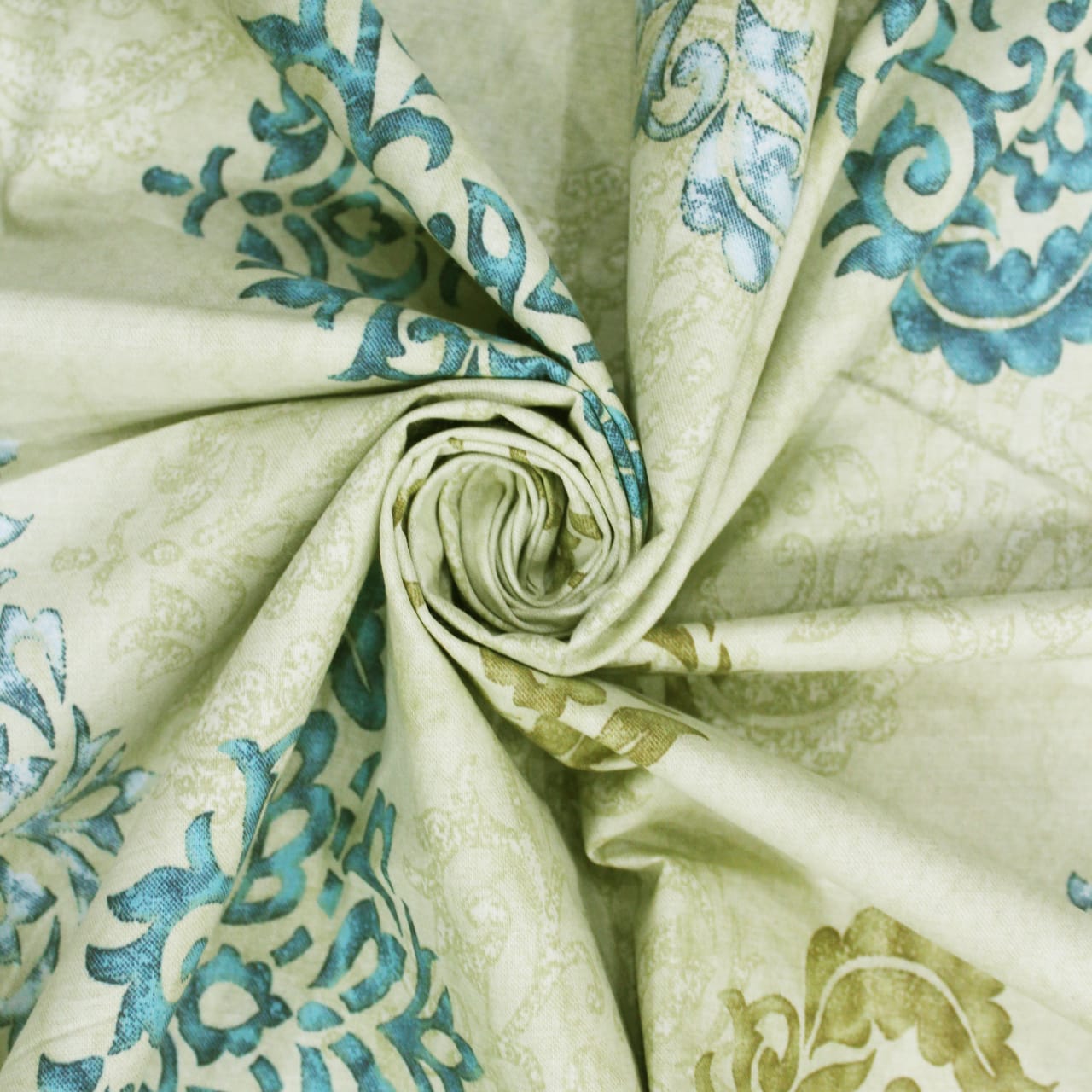 Printed Damask Cotton 250 TC Fitted Bedsheet 