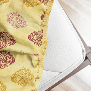 Printed Damask Cotton 250 TC Fitted Bedsheet 