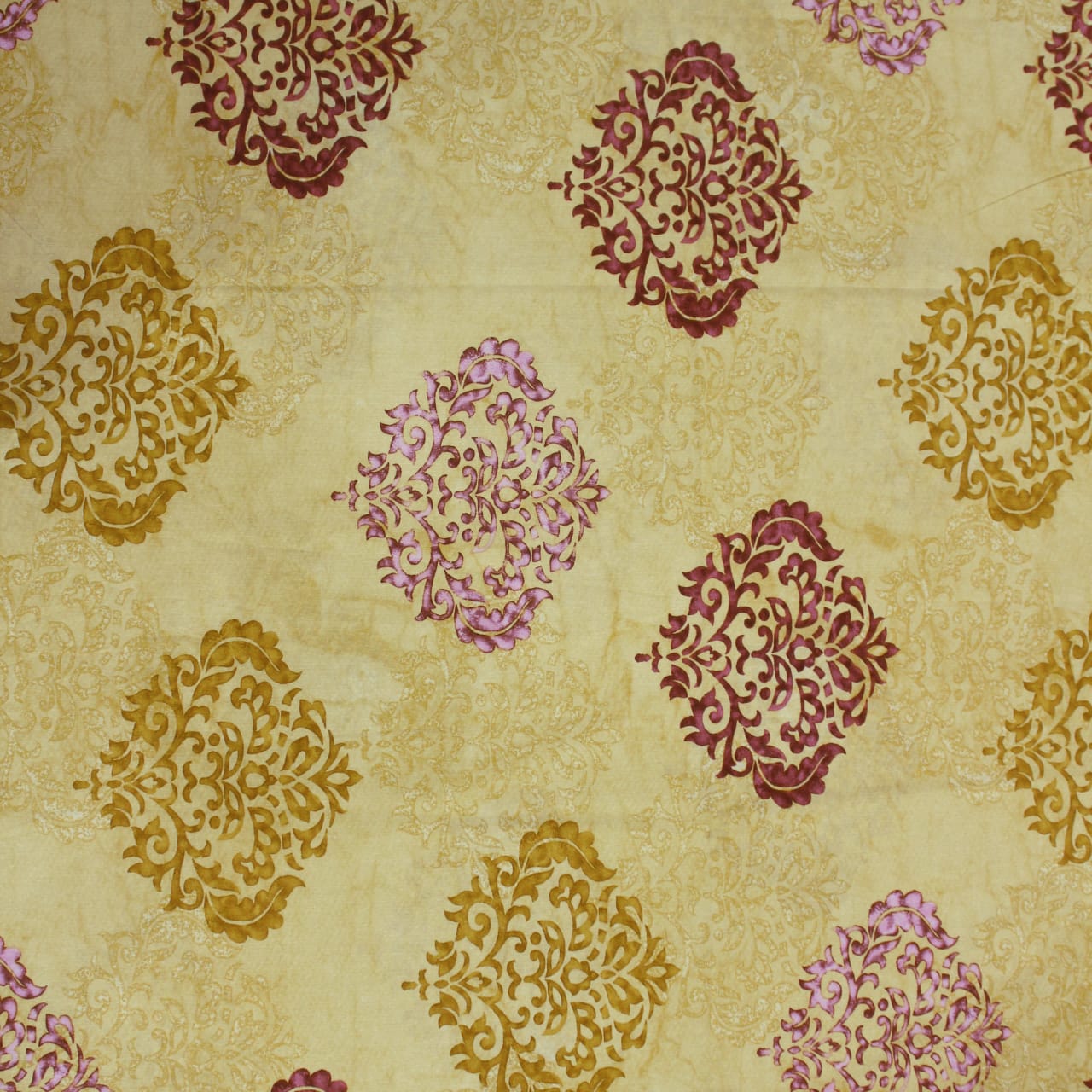 Printed Damask Cotton 250 TC Fitted Bedsheet Design 