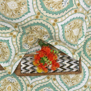 Printed Damask Cotton 250 TC Bedsheet with Pillow Covers - Green