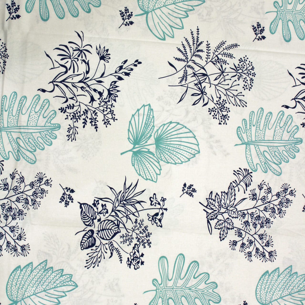 Full View Printed Floral Cotton 250 TC Bedsheet with Pillow Covers - Aqua