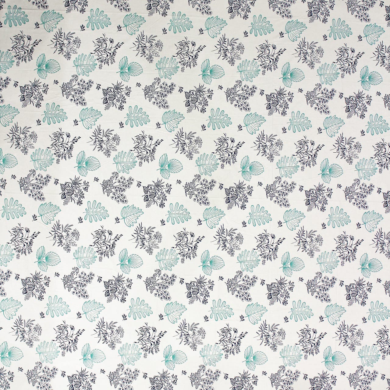 Printed Floral Cotton 250 TC Bedsheet with Pillow Covers - Aqua 