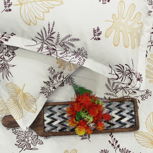 Printed Floral Cotton 250 TC Bedsheet with Pillow Covers - Brown