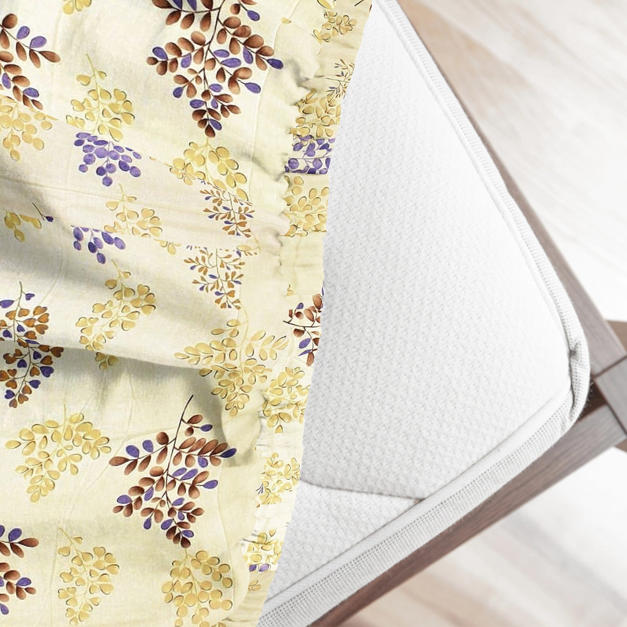 Printed Floral Cotton 250 TC Fitted Bedsheet 