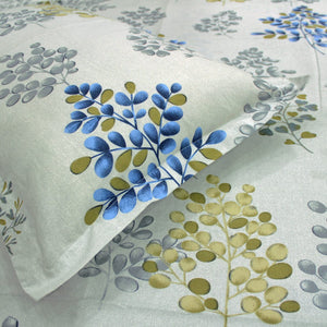 Printed Floral Cotton 250 TC Bedsheet with Pillow Covers - Grey