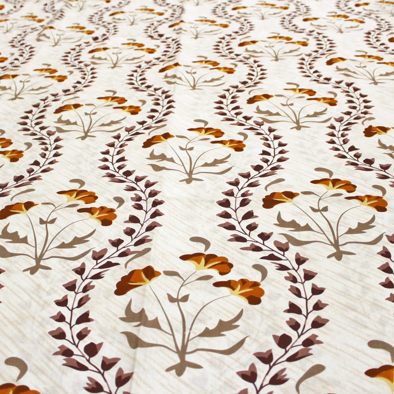 Printed Floral Cotton 250 TC Fitted Bedsheet Design 