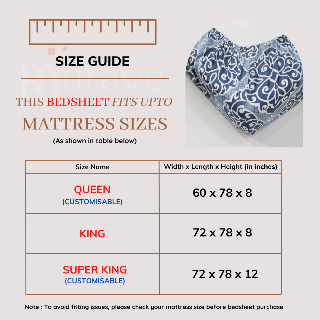 Soft Cotton Printed 300 TC Ikat Geometrical Satin Fitted Bedsheet In Brown At Best Prices