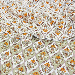 IRIS Designer Border Cotton Reversible Dohar, Mustard