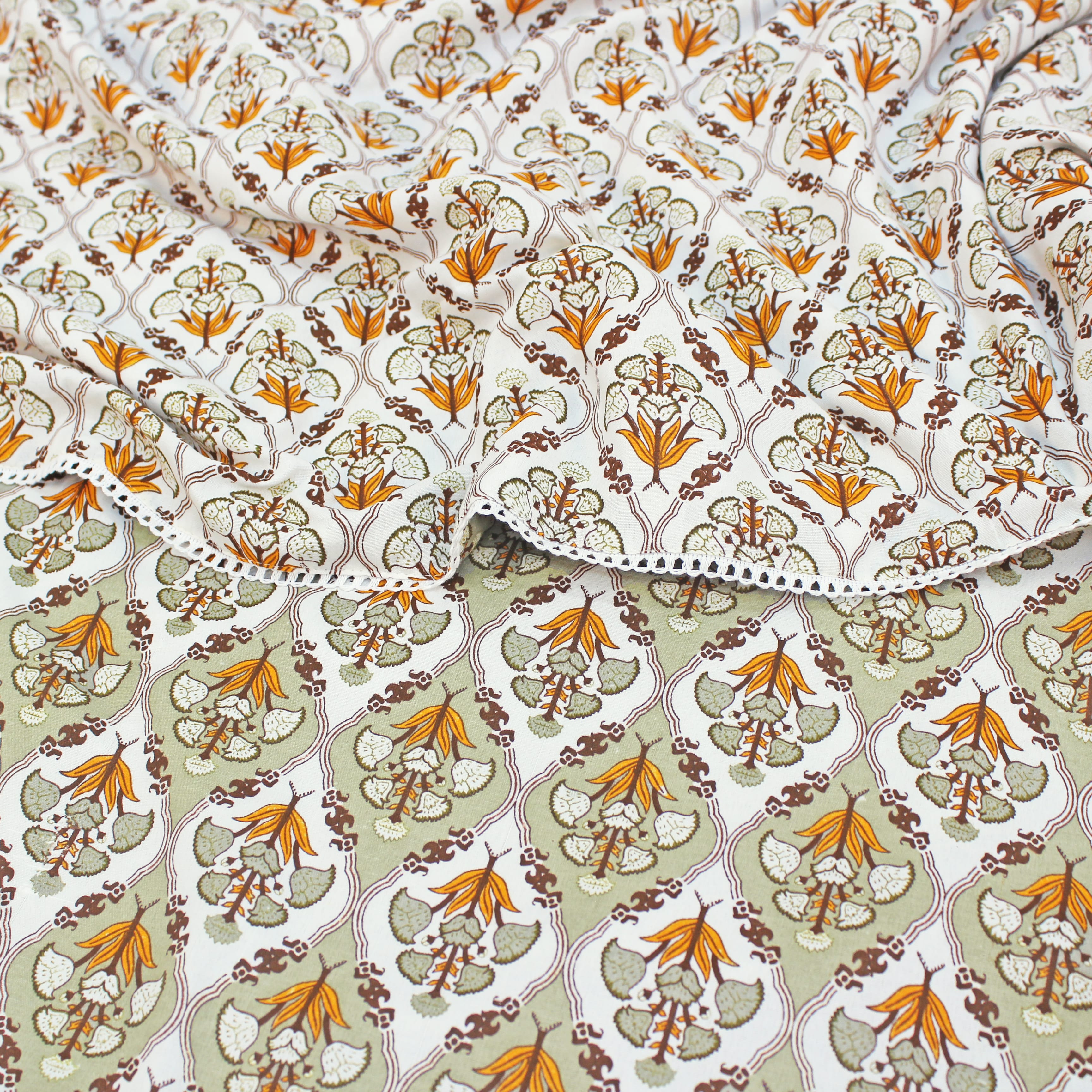 IRIS Designer Border Cotton Reversible Dohar, Mustard