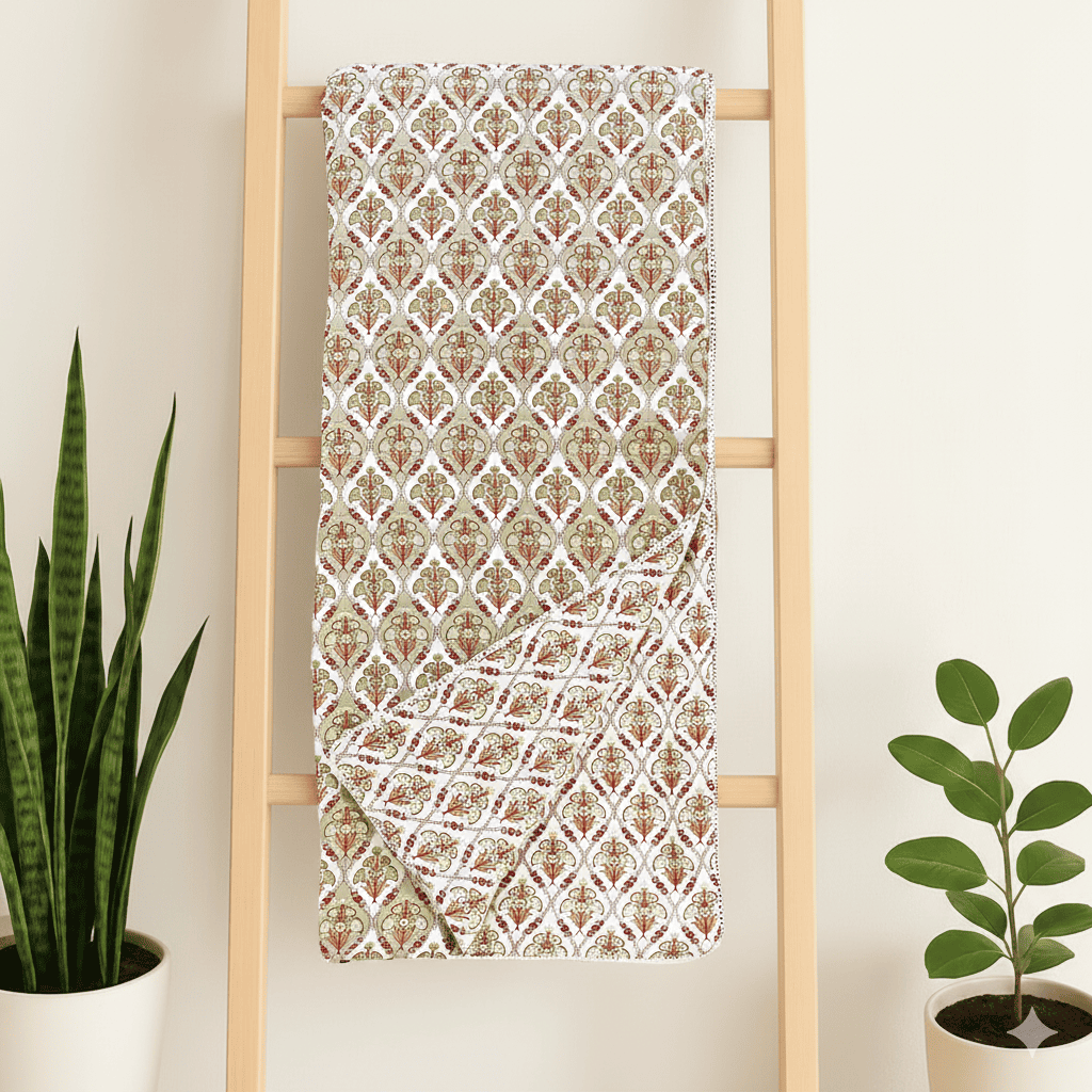 IRIS Designer Border Cotton Reversible Dohar, Mustard