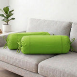 Plain Cotton 2 Pcs Bolster Cover Set -  Fluorescent Green