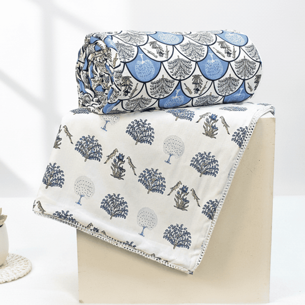 Two patterned fabric IRIS Designer Border Cotton Reversible Dohar