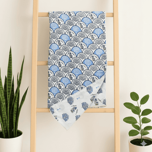 IRIS Designer Border Cotton Reversible Dohar, Blue