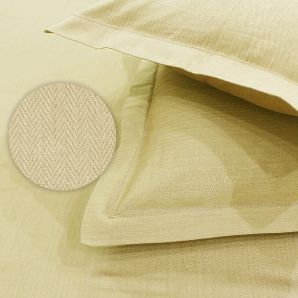 Mercerized Cotton Textured Weave Cotton Fitted Bedsheet with Pillow Covers - Gold