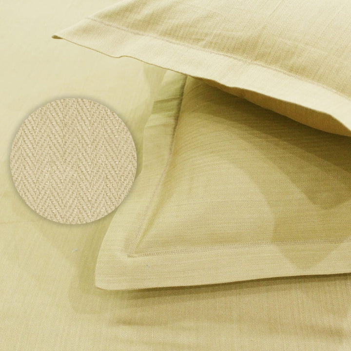 Mercerized Cotton Textured Weave Cotton Fitted Bedsheet with Pillow Covers - Gold