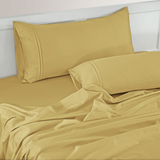 Plain 400 TC Cotton Satin Flat Bedsheet with Pillow Covers - Gold
