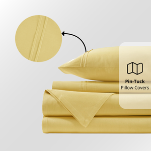 Plain Cotton Satin 400 TC Bedsheet with Pillow Covers - Gold