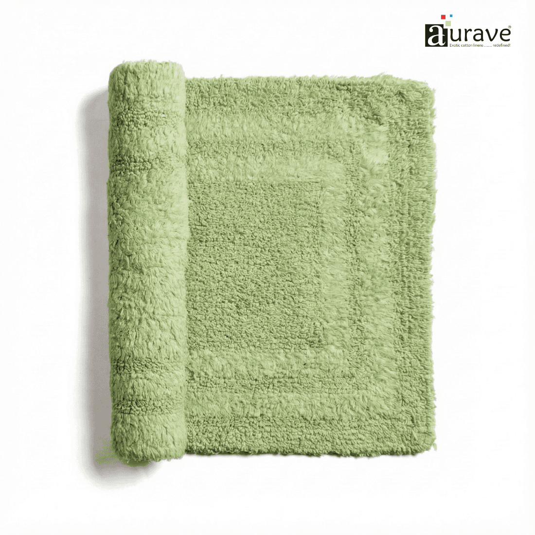 AURAVE Luxury Reversible Cotton Bathmat, Green