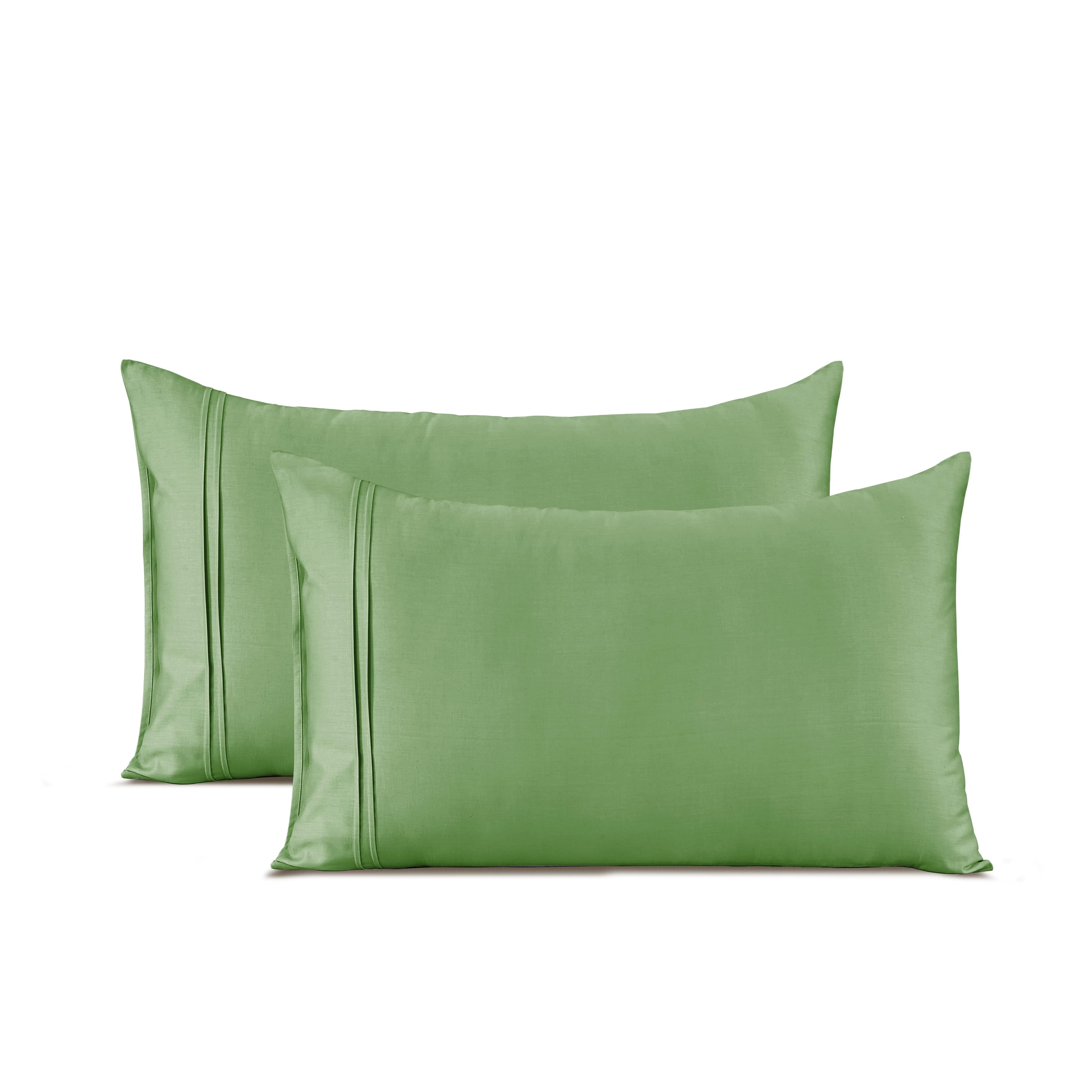 Plain 400 TC Cotton Satin  Pillow Covers - Green